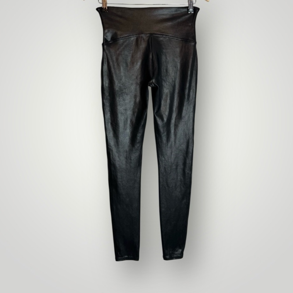 Spanx SPANXshape Faux Leather Leggings Size Large Skinny Core Compression Black - Picture 5 of 9
